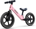 Ridego 12 inch pink balance bike for kids ages 2-4 with puncture-proof EVA tires and adjustable seat