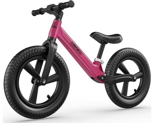 Ridego 14 inch purple balance bike for kids ages 3-6 with inflatable rubber tires and adjustable seat