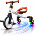 Ridego white 3-in-1 toddler tricycle with 360° drift mode, light-up wheels, and adjustable seat for kids ages 2-5